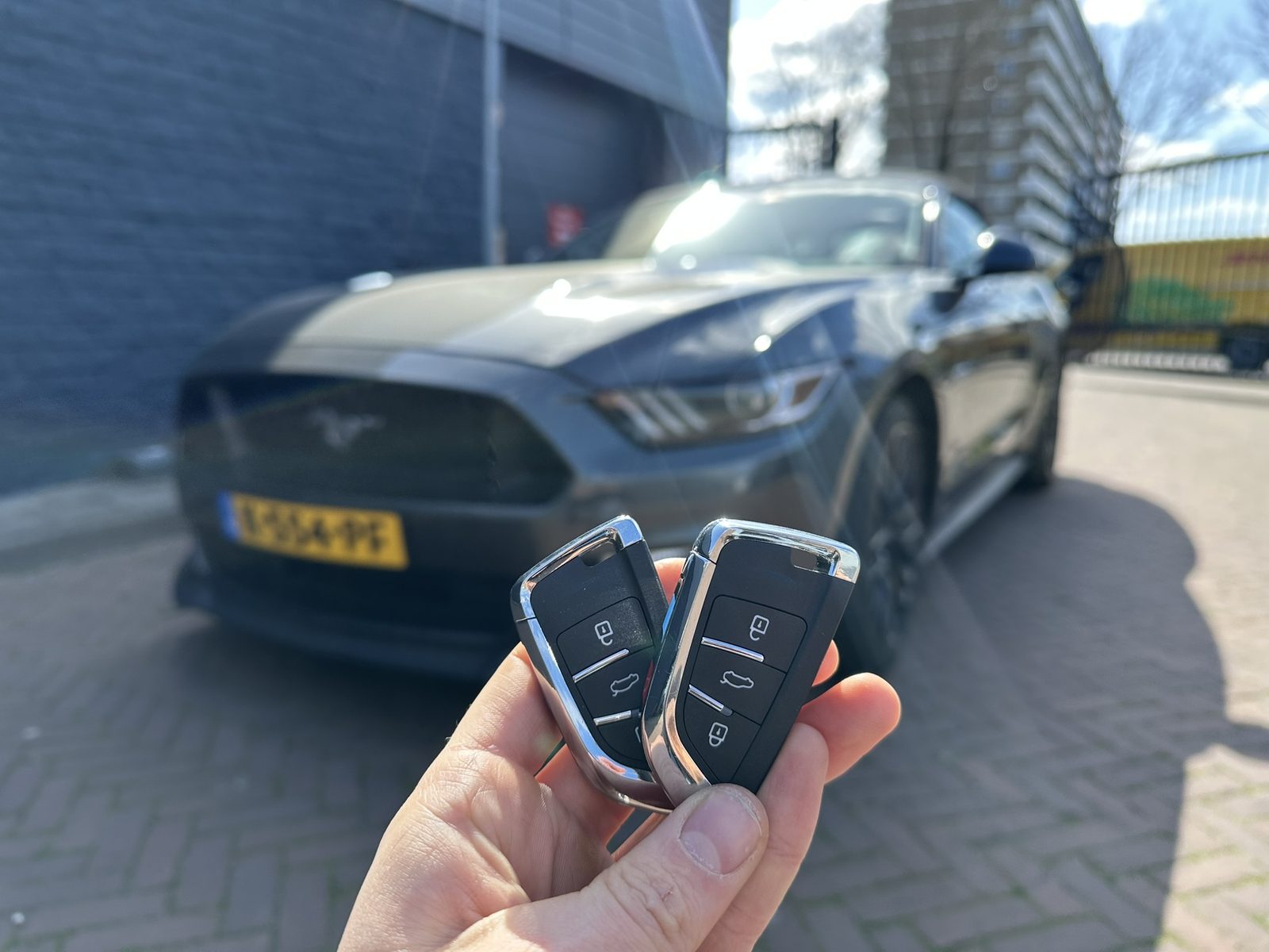 Bijgemaakte autosleutel voor een Ford Mustang